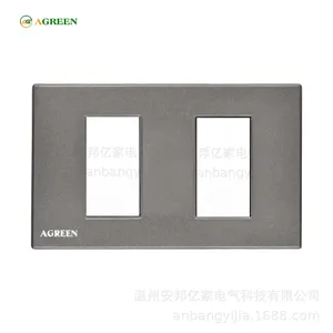 Mặt che công tắc ổ cắm âm tường 2 nút inox AGREEN khung thép
