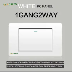 Công tắc 1 nút âm tường AGREEN 118T-01 mặt nhựa trắng