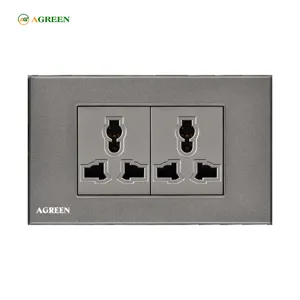 Ổ cắm đôi đa năng âm tường 16A AGREEN 118-13 mặt PC