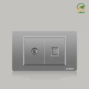Ổ cắm TV + mạng LAN âm tường AGREEN 118X-12 mặt nhựa xám