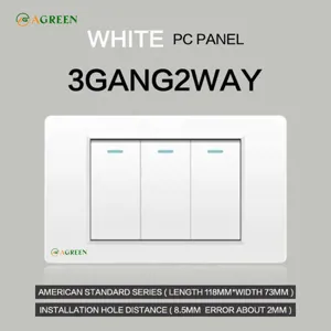 Công tắc 3 nút âm tường AGREEN 118i-03