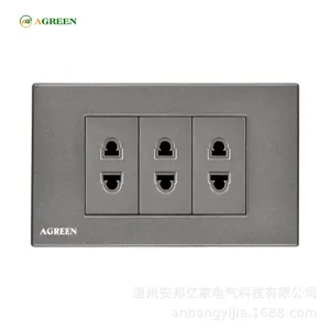 Ổ cắm ba 2 chấu âm tường 16A AGREEN 118-05 (3 hạt 6 lỗ) mặt PC