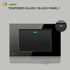 Công tắc âm tường 1 nút mặt kính cường lực đen AGREEN 118K-01