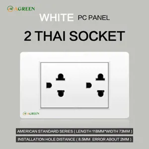 Ổ cắm điện đơn 3 chấu 6 lỗ âm tường AGREEN 118T-12 mặt nhựa trắng