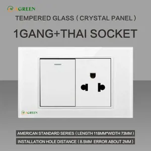 Công tắc âm tường 1 nút + 1 ổ cắm 3 chấu AGREEN 118T-10 mặt nhựa trắng