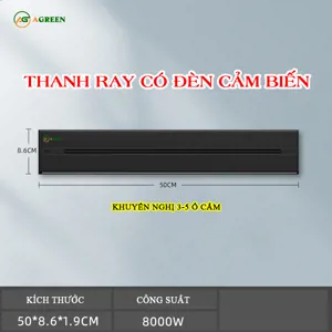 Thanh ray ổ cắm điện AGREEN AT3 màu đen có đèn cảm biến, sạc USB và Type-C