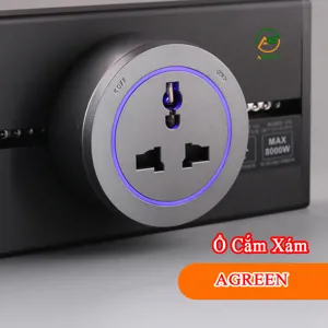 Ổ cắm 3 chấu đa năng cho thanh ray AGREEN AG-ROX màu xám có đèn LED