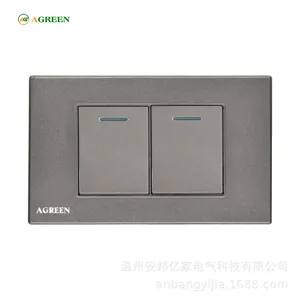 Công tắc 2 nút 2/2 âm tường 16A AGREEN 118-21 mặt PC