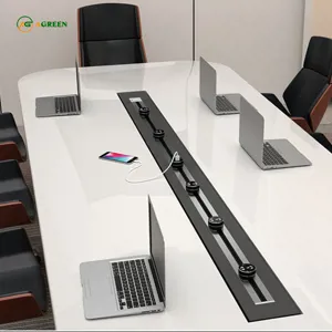 Thanh ray ổ cắm âm bàn AGREEN màu đen 40 – 100 cm có công tắc chống quá tải