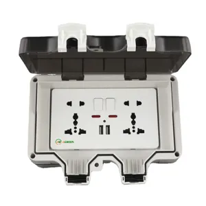Ổ cắm ngoài trời đôi 3 chấu có USB chống nước IP66 AGREEN AG-IP66-CN02