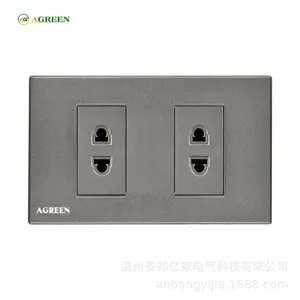 Ổ cắm đôi 2 chấu âm tường 16A AGREEN 118-11 (2 hạt 4 lỗ) mặt PC