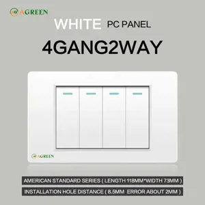 Công tắc 4 nút âm tường 16A AGREEN 118-04 mặt PC