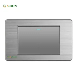 Công tắc âm tường 1 nút mặt inox xám AGREEN 118i-01