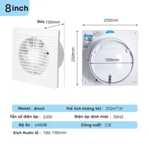 Quạt hút mùi thông gió AGREENO 8 inch