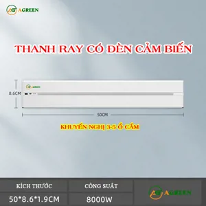 Thanh ray ổ cắm điện AGREEN AT3 màu trắng có đèn cảm biến, sạc USB và Type-C