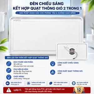 Đèn LED âm trần AGREEN 30x60 kết hợp quạt thông gió 2 trong 1