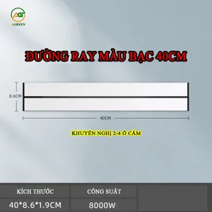 Thanh ray ổ cắm trượt AGREEN AG-RB40 40 cm màu bạc tải 8000 W