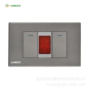 Công tắc 2 nút + đèn báo âm tường 16A AGREEN 118-15 mặt PC