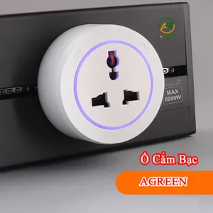 Ổ cắm 3 chấu đa năng cho thanh ray AGREEN AG-ROB màu bạc có đèn LED