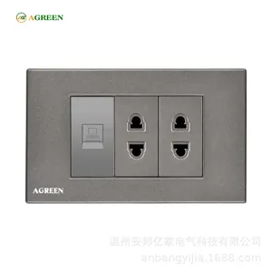 Ổ cắm âm tường 16A AGREEN 118-22 2 nút + 1 cổng LAN mặt PC