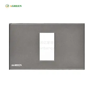 Mặt che công tắc ổ cắm âm tường 1 nút nhựa PC AGREEN khung thép
