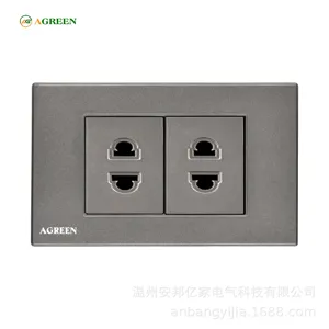 Ổ cắm đôi 2 chấu 2/2 âm tường 16A AGREEN 118-20 (2 hạt 4 lỗ) mặt PC