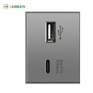 Hạt sạc USB Type-C + USB âm tường AGREEN 2/3, module lắp ghép