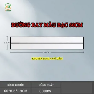 Thanh ray ổ cắm trượt AGREEN AG-RB60 60 cm màu bạc tải 8000 W